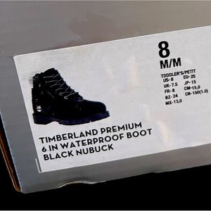 Black timberlands ( size 8 boys toddlers) black and silver (chrome)